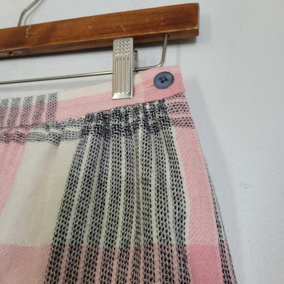Vtg Pink Plaid Midi Skirt Womens 8 Preppy Cottagecore Acadmia Boho USA Made - Picture 3 of 11